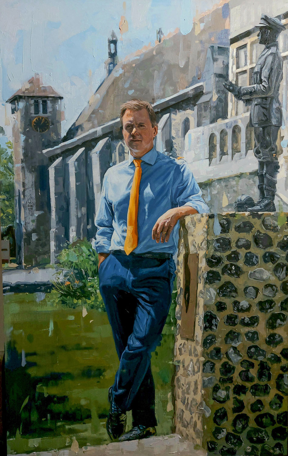 Gareth Doodes - headmaster of Dover college. Oil portrait painting commissioned by Dover college to commemorate their headmasters time at the college.